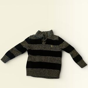 Polo Ralph Lauren Boys Black and Gray Striped Sweater